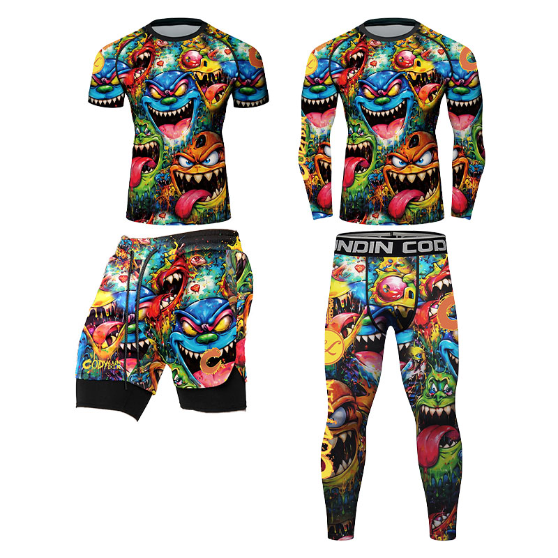 Monstera - Rashguard de compression pour hommes, motif